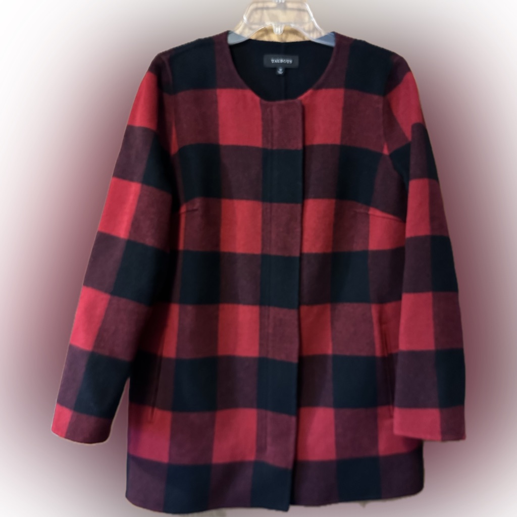 Talbots Medium Red Buffalo Plaid Double Face Topper / Jacket